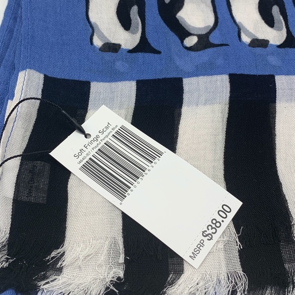 Vera Bradley Playful Penguin Blue Scarf Infinity - Picture 2 of 5